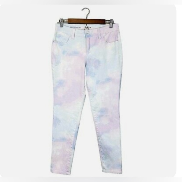 Style & Co. Curvy Watercolor Skinny Jeans Pastel Tie-Dye-Sz 14- - Picture 3 of 8